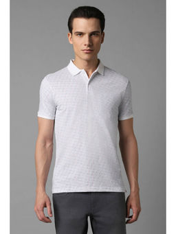 Louis Philippe - Men's White Print Polo T-Shirt