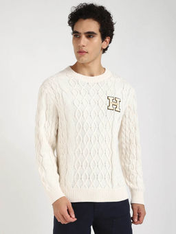 Tommy Hilfiger - Off White Aop Relaxed Fit Cotton Sweater