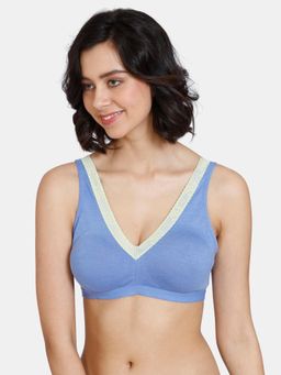 Zivame - Happy Basic Double Layered Non-Wired 3-4th Coverage Bralette Bra - Wedgewood