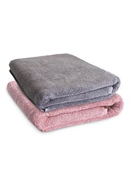 Heelium - Bamboo Bath Towel - Soft - Absorbent & Odour Free - 2 Pcs - Peach - Grey