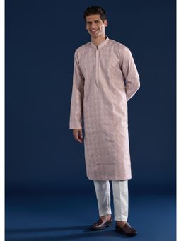 KALKI FASHION - Men Pink Printed Kurta with Pant