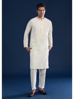 KALKI FASHION - Men Off White Embroidered Kurta with Pant
