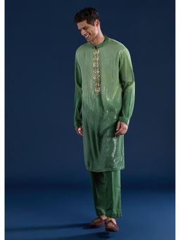 KALKI FASHION - Men Green Ombre Kurta with Pant