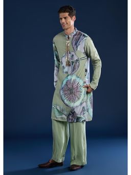 KALKI FASHION - Men Green Printed Kurta with Pant