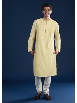KALKI FASHION - Men Yellow Textured Kurta with Pant