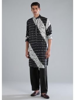KALKI FASHION - Men Black Printed Kurta with Pant