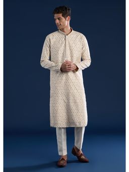 KALKI FASHION - Men Beige Printed Kurta with Pant