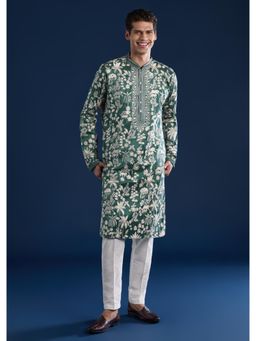 KALKI FASHION - Men Green Embroidered Kurta with Pant