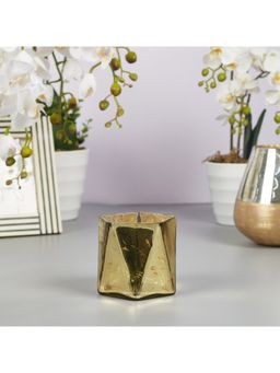 HomeTown - Phiona Glass Hexa Handcrafted Votive Mercury 10 Cm In Gold Colour