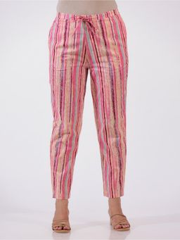 ARAMYA - Multi-Color Soft Cotton Striped Pant for Women