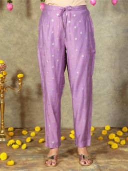 ARAMYA - Purple Roman Foil Print Pant for Women