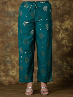 ARAMYA - Teal Roman Foil Pant for Women