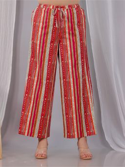 ARAMYA - Multi-Color Linen Cotton Printed Pant for Women