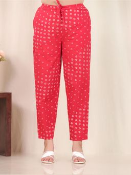 ARAMYA - Pink Soft Cotton Bandhani Pant for Women