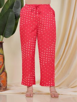 ARAMYA - Pink Soft Cotton Bandhani Pant for Women