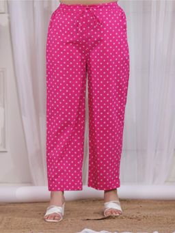 ARAMYA - Pink Soft Cotton Bandhani Pant for Women