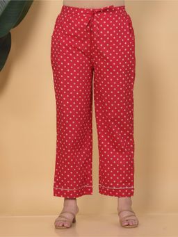 ARAMYA - Red Soft Cotton Bandhani Pant for Women