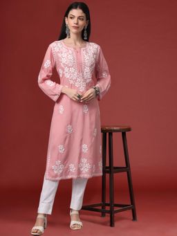 PARAMOUNT CHIKAN - Pink Hand Embroidered Lucknowi Chikankari Kurta