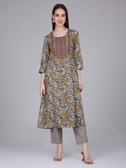 Saffron Threads - Multi-Color Tropical Print Cotton Kurta