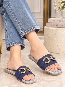 Pelle Albero - Women's Smart Casual Navy Blue Flats