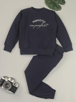 FUNKRAFTS - Kids Typographic Printed Sweatshirt & Jogger Navy Blue (Set of 2)