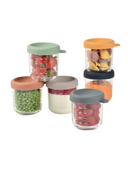 Beaba - Glass Storage Jar, 250ml, Set of 6, Sunrise