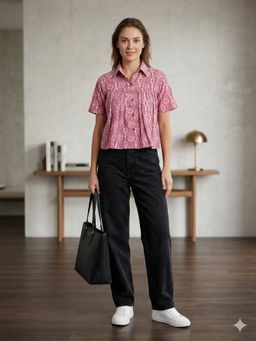 MAAND - Mauve Cotton Printed Top