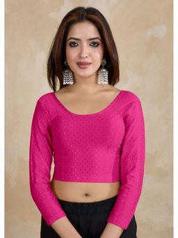 Trendmalls - Dobby Pure Cotton Pink Elastin Stretchable Readymade Blouse