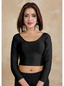 Trendmalls - Black Dobby Pure Cotton Elastin Stretchable Readymade Blouse