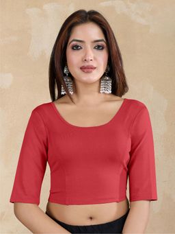 Trendmalls - Red Pure Cotton Elastane Stretchable Readymade Blouse