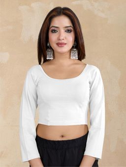 Trendmalls - Pure Cotton White Elastane Stretchable Readymade Blouse