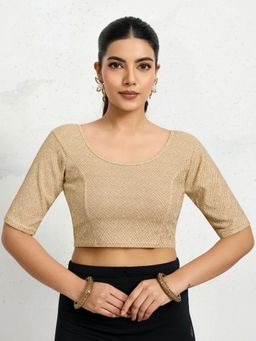 Trendmalls - Polyester Elastane Zari Stretchable Ready To Wear Gold Blouse