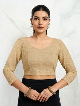 Trendmalls - Polyester Elastane Zari Stretchable Gold Ready To Wear Blouse