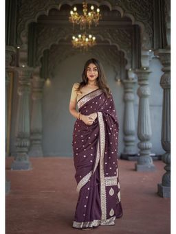 AMRUTKALA SAREES - Purple Cotton Silk Kanjivaram Saree with Unstitched Blouse