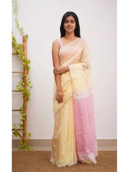 AMRUTKALA SAREES - Beige Designer Cotton Silk Kanjivaram Saree with Unstitched Blouse