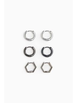 H&M - Men Silver 3 Pairs Earrings