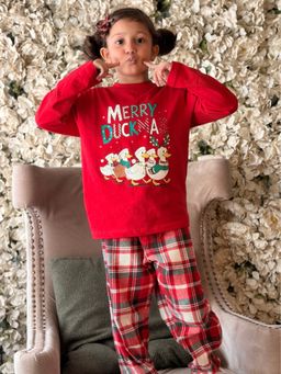 Napchief - Boys, Girls Merry Duckmas Flannel Pajama Set