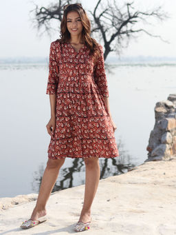 Sooti Syahi - Guldasta Block Printed Cotton Dress