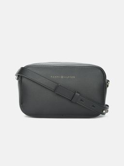 Tommy Hilfiger - Solid Black Polyurethane Sling Bag
