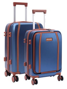 FUR JADEN - Wayfarer PC 8 Silent Wheels & TSA Lock Luggage Bags - Navy Blue (S/M) (Pack of 2)