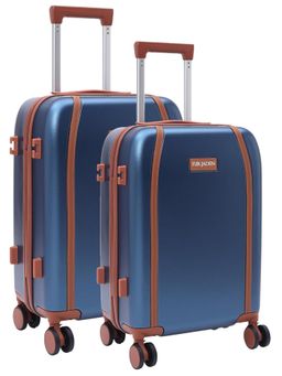 FUR JADEN - The Wayfarer TSA Lock Luggage Bags - Navy Blue (S/M) (Pack of 2)