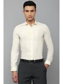 Louis Philippe - Men Yellow Super Slim Fit Solid Full Sleeves Formal Shirt