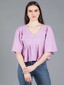 AMAGYAA - Women Lavender Solid Top