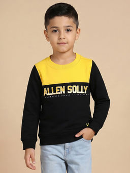 Allen Solly Junior - Boys Black Patterned Regular Fit Sweatshirt Black