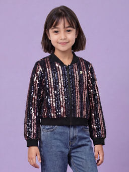 Allen Solly Junior - Girls Multi Embellished Regular Fit Jacket Multi Color