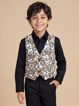 Allen Solly Junior - Boys Blue Print Regular Fit Waistcoat Multicolor
