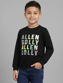 Allen Solly - Boys Black Print Regular Fit Sweatshirt