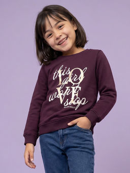 Allen Solly Junior - Girls Purple Print Regular Fit Sweatshirt
