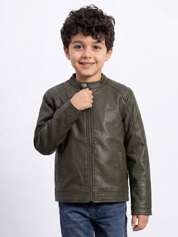 Allen Solly - Boys Brown Solid Regular Fit Jacket