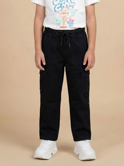 Allen Solly - Boys Black Solid Regular Fit Solid Trouser